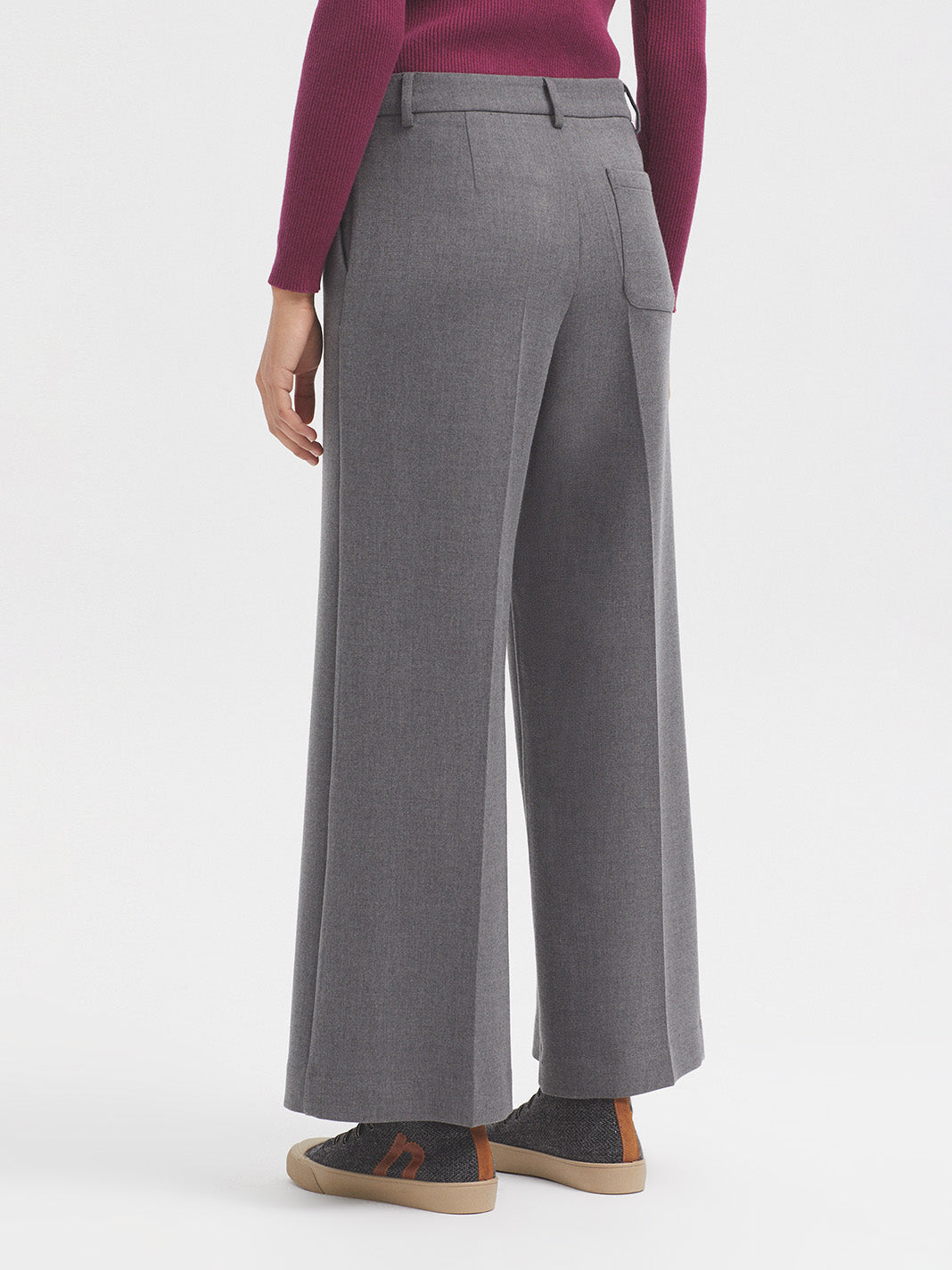 Nice Things Wool Blend Trousers - Mid Grey