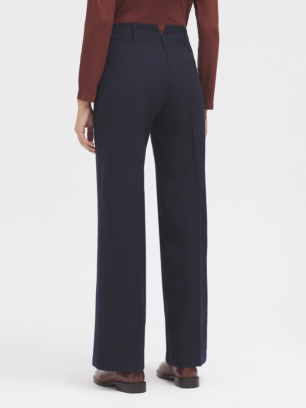 Nice Things Pinstripe Trousers - Navy