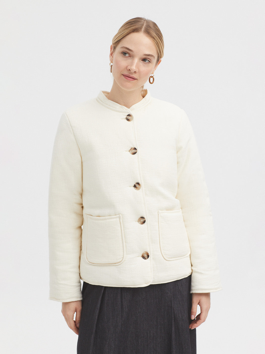 Nice Things Textured Puffer - Ecru