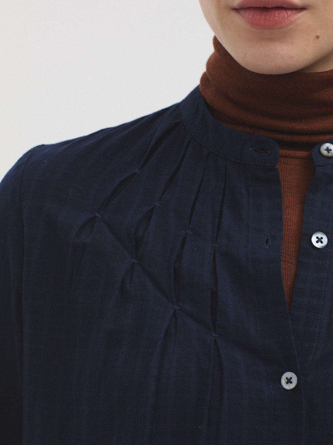 Nice Things Cotton Shirt - Navy