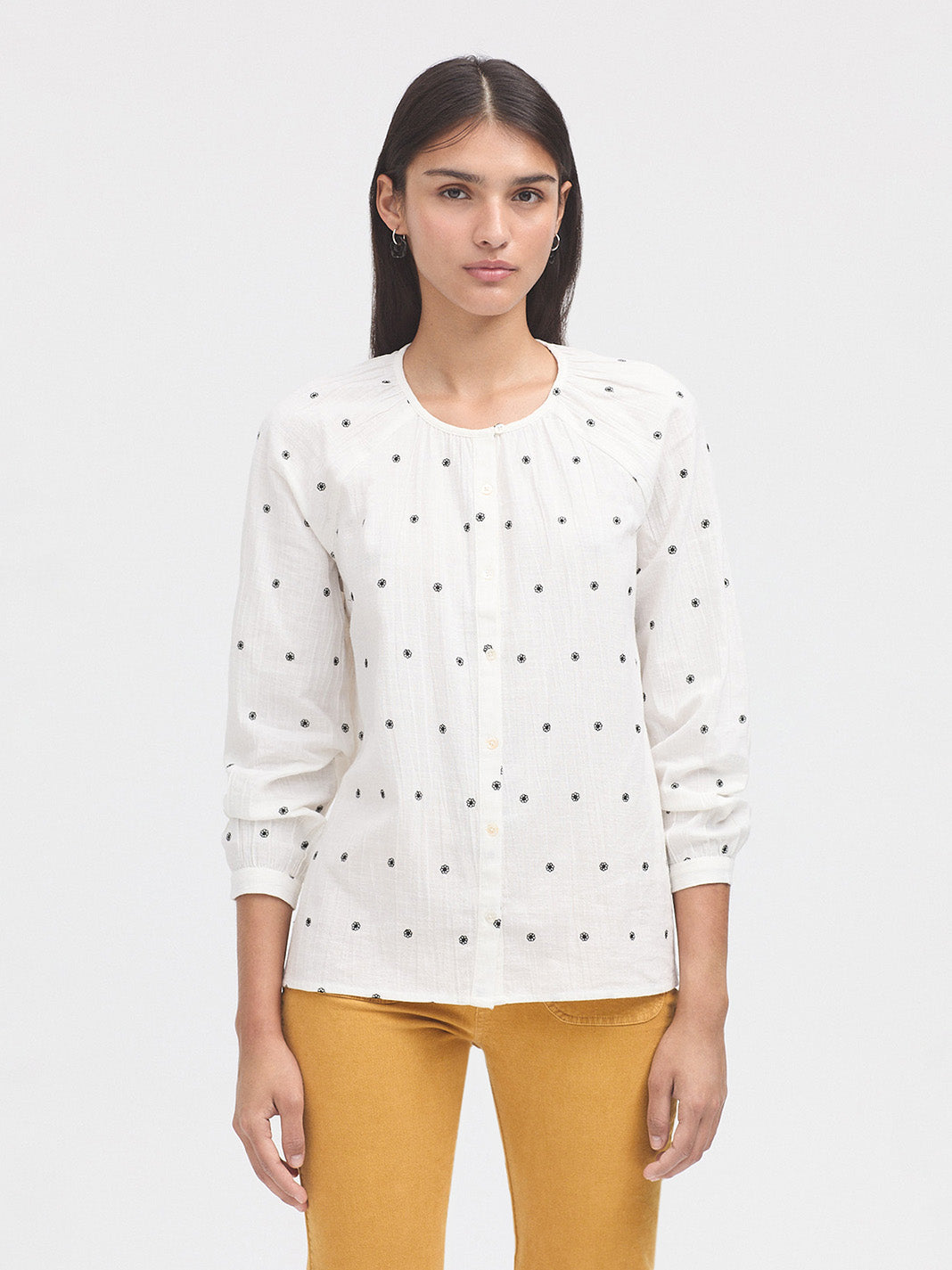 Nice Things Jacquard Cotton Shirt - Off White