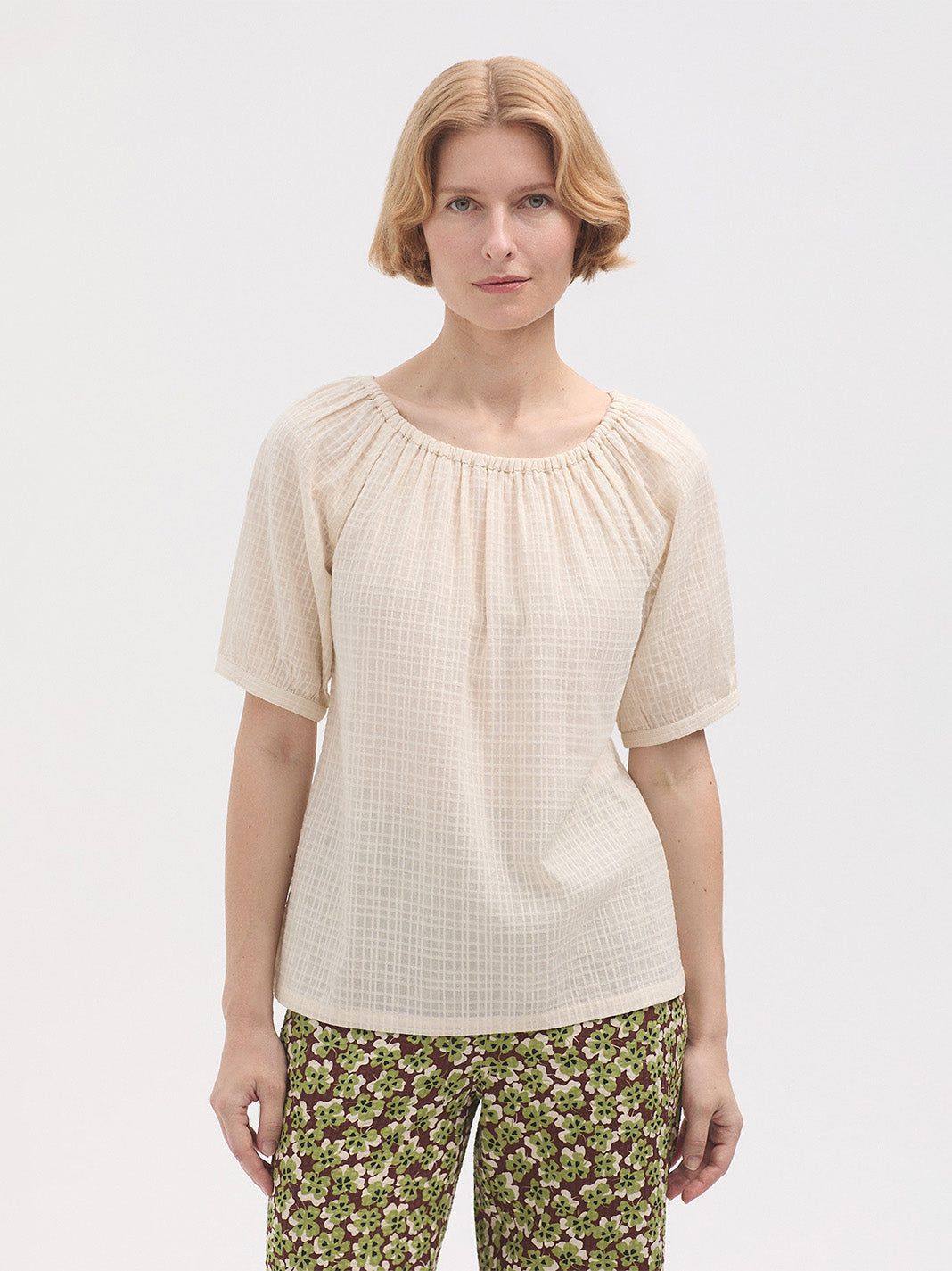 Boat Neck Blouse - Ecru
