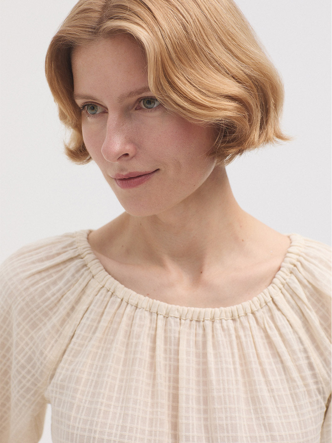 Boat Neck Blouse - Ecru