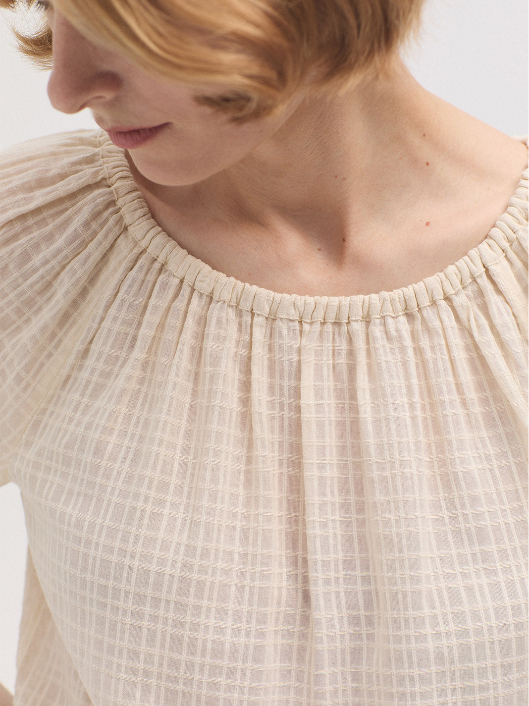 Boat Neck Blouse - Ecru