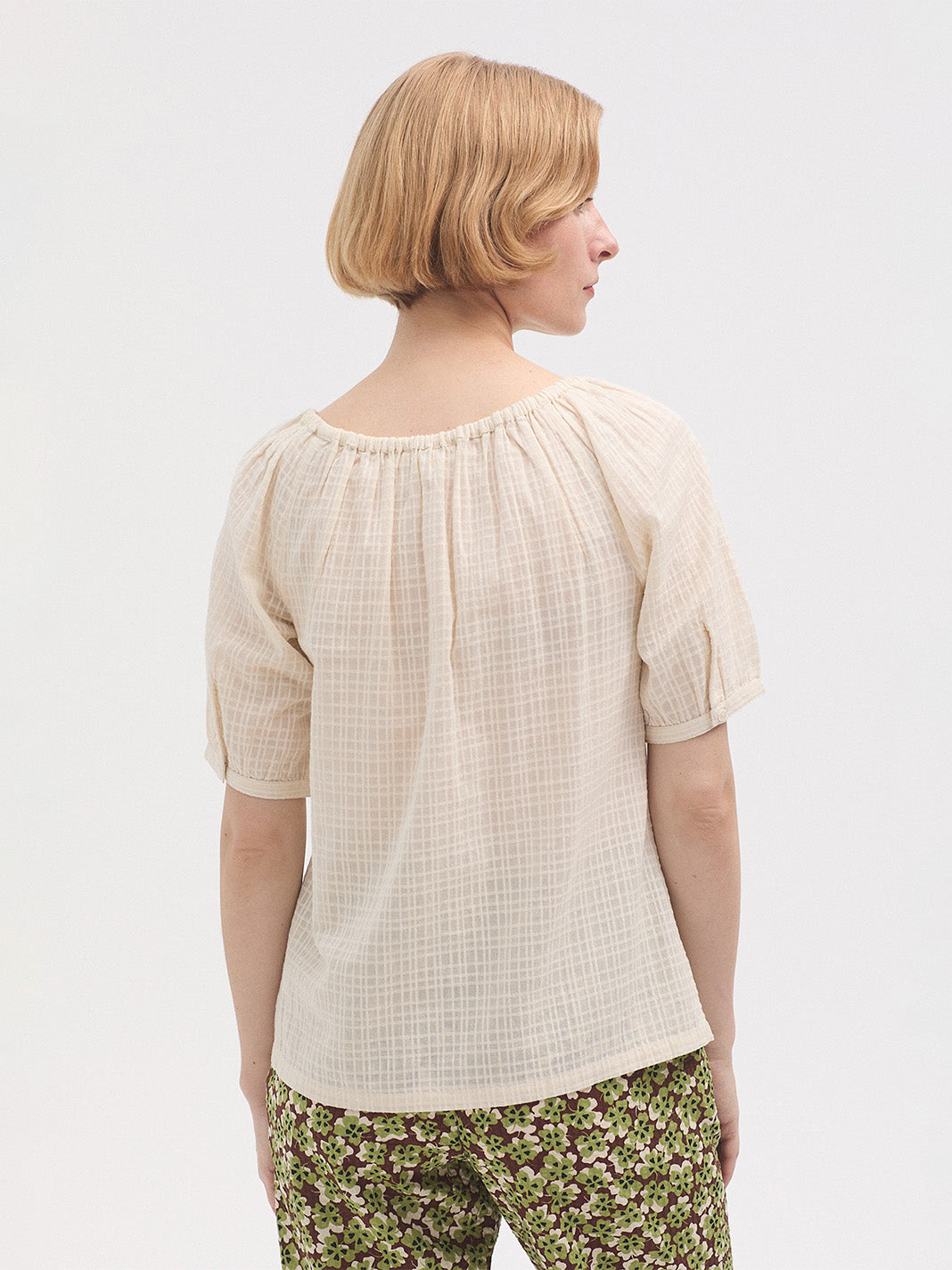 Boat Neck Blouse - Ecru