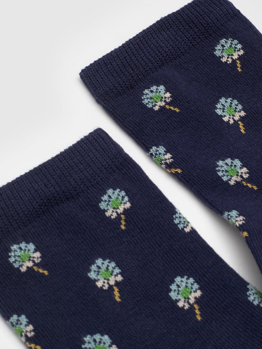 Nice Things Blanket Flower Socks - Navy