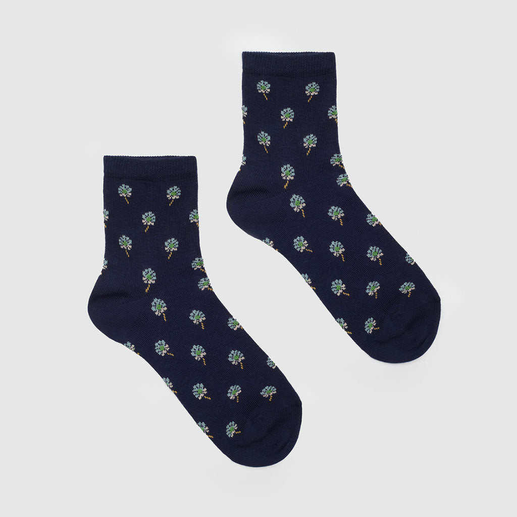 Nice Things Blanket Flower Socks - Navy