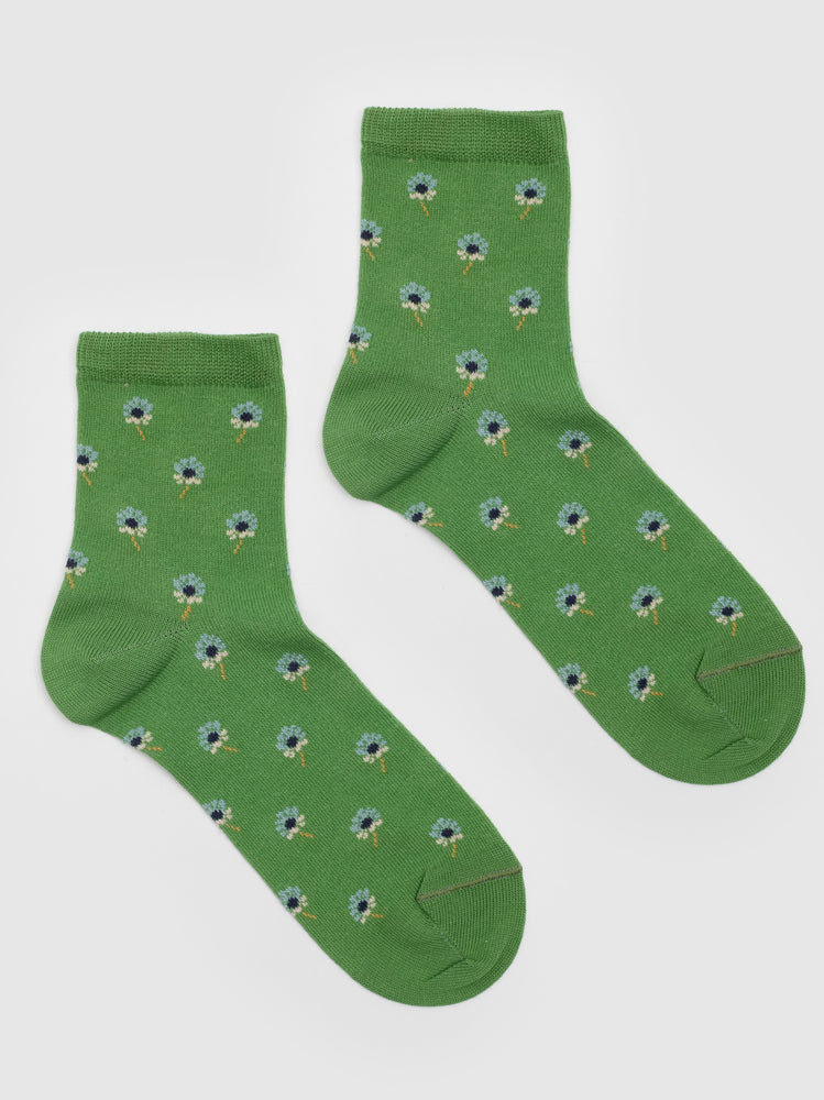 Nice Things Blanket Flower Socks - Green