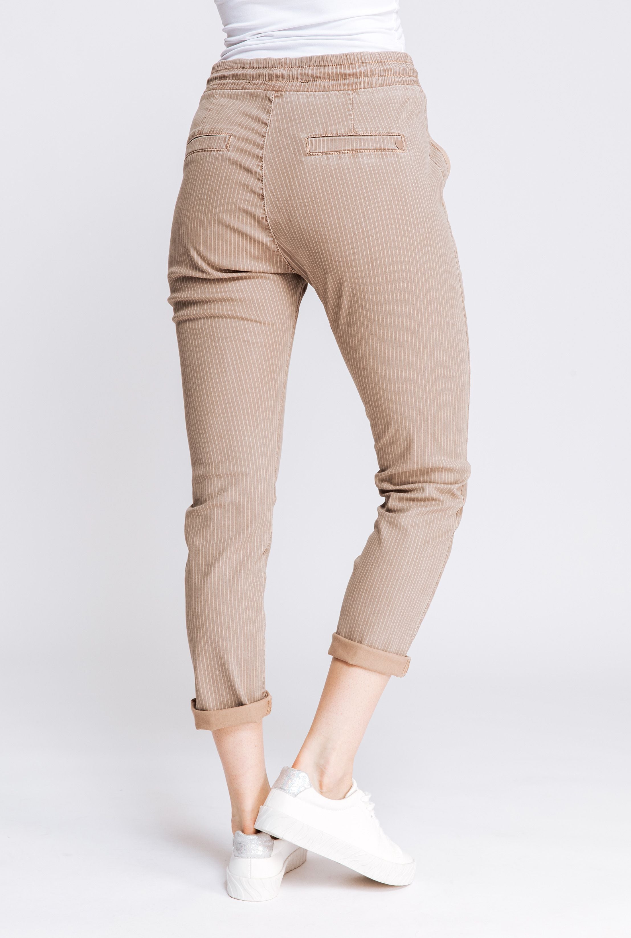 Zhrill Fabia Pant - Taupe Striped