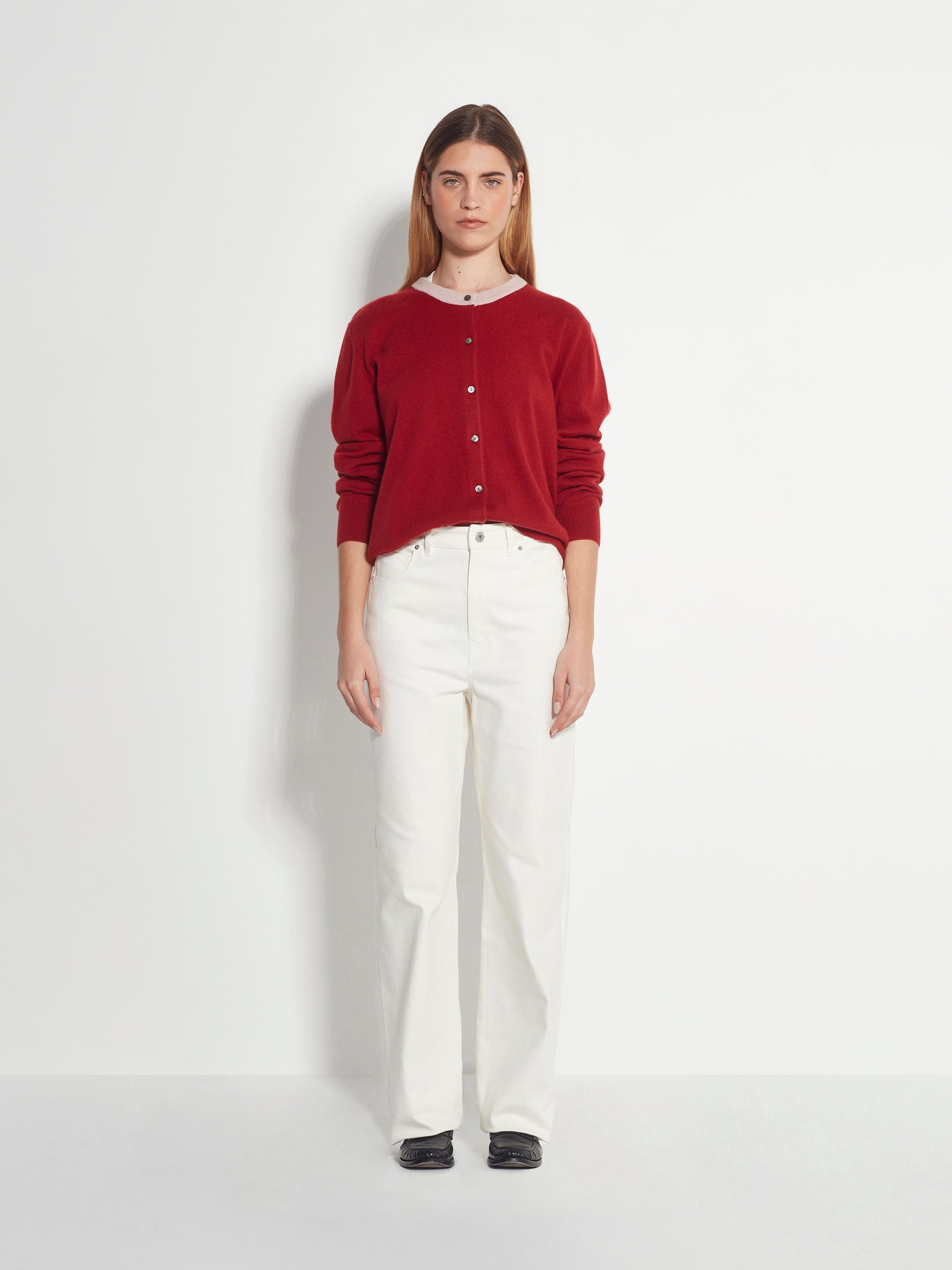 Juliette Hogan Contrast Twin Cardi Cashmere - Macaroon