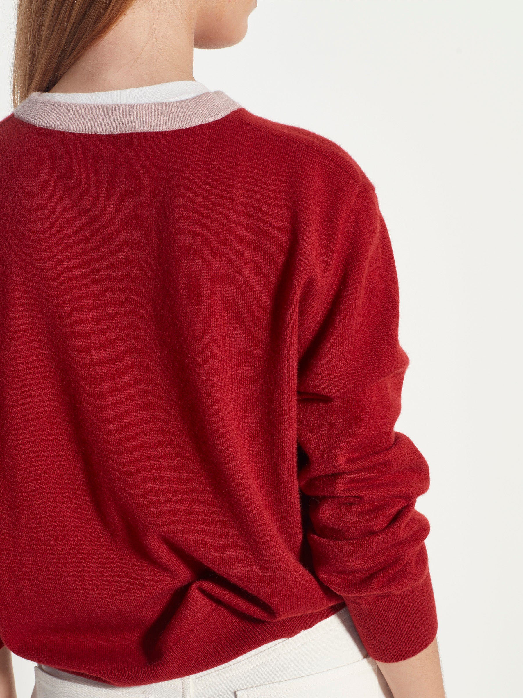 Juliette Hogan Contrast Twin Cardi Cashmere - Macaroon