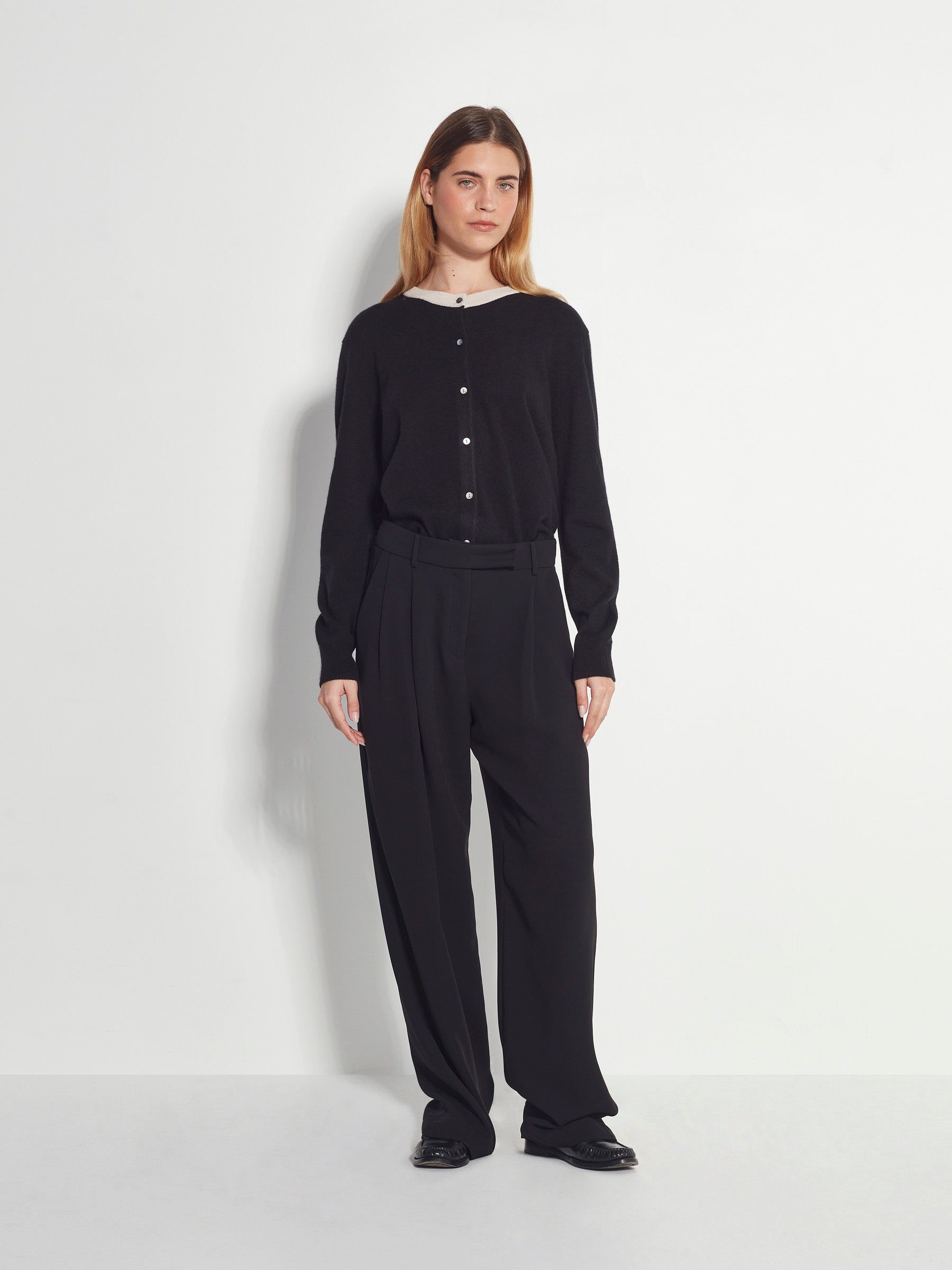 Juliette Hogan Contrast Twin Cardi Cashmere - Oreo