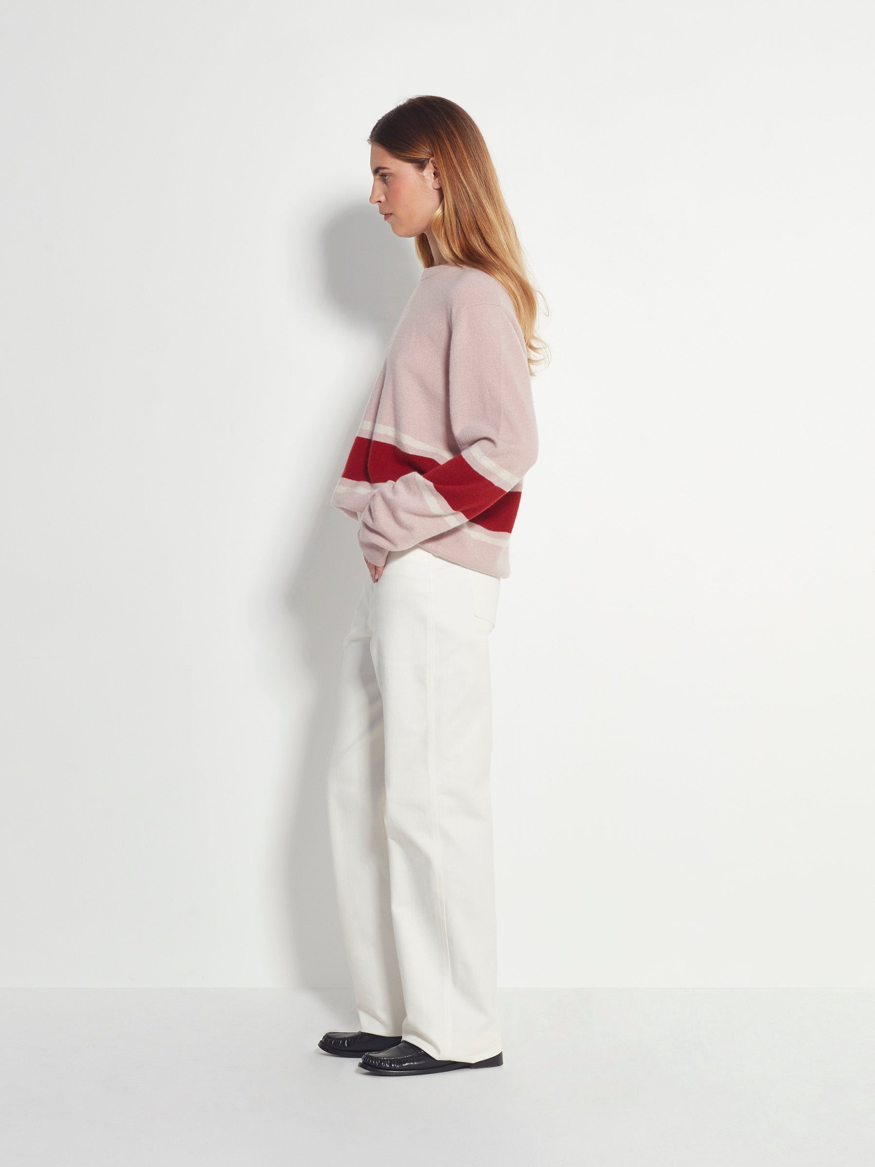 Juliette Hogan Stripe Crew Sweater Cashmere - Macaroon