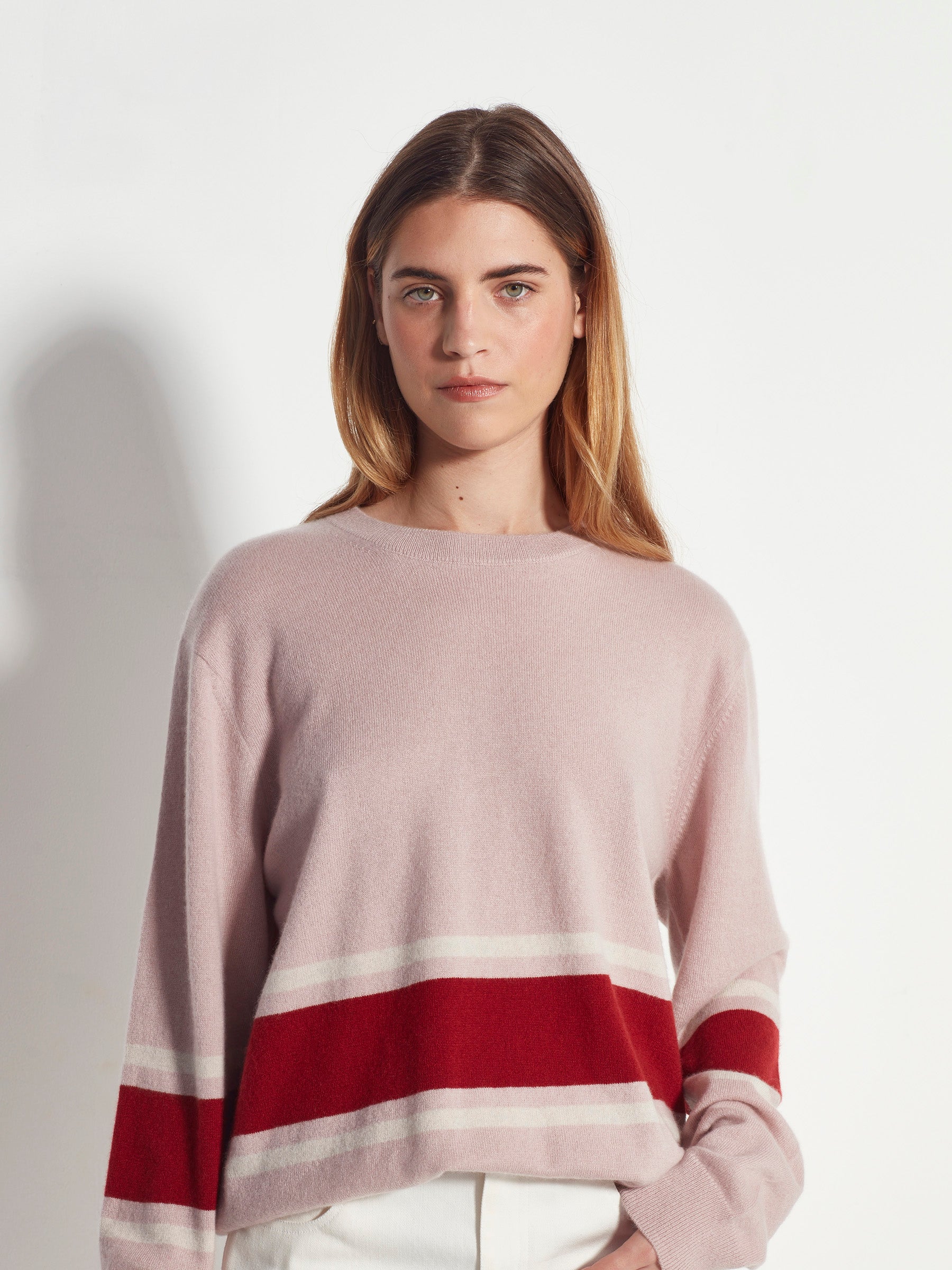 Juliette Hogan Stripe Crew Sweater Cashmere - Macaroon