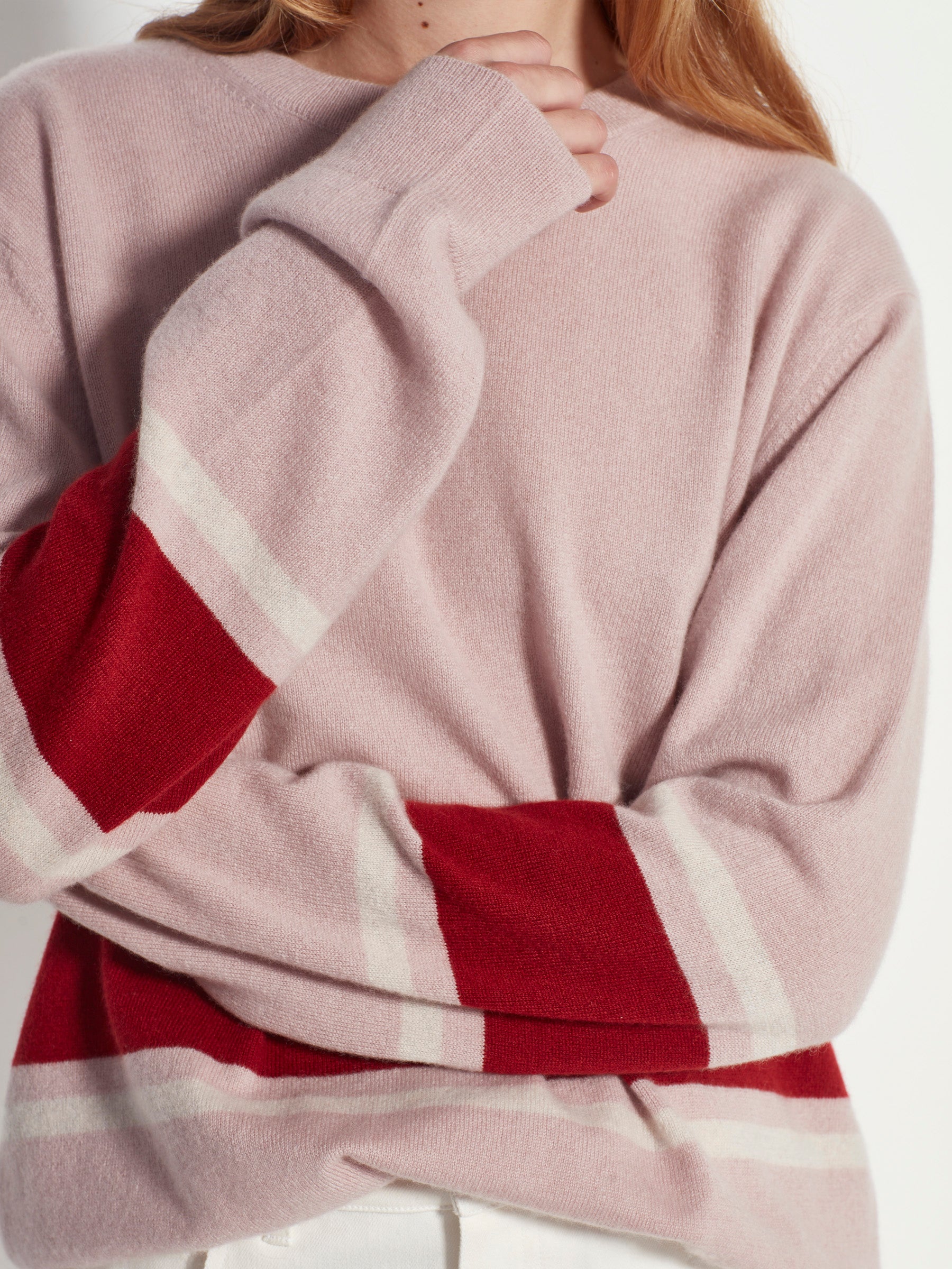Juliette Hogan Stripe Crew Sweater Cashmere - Macaroon