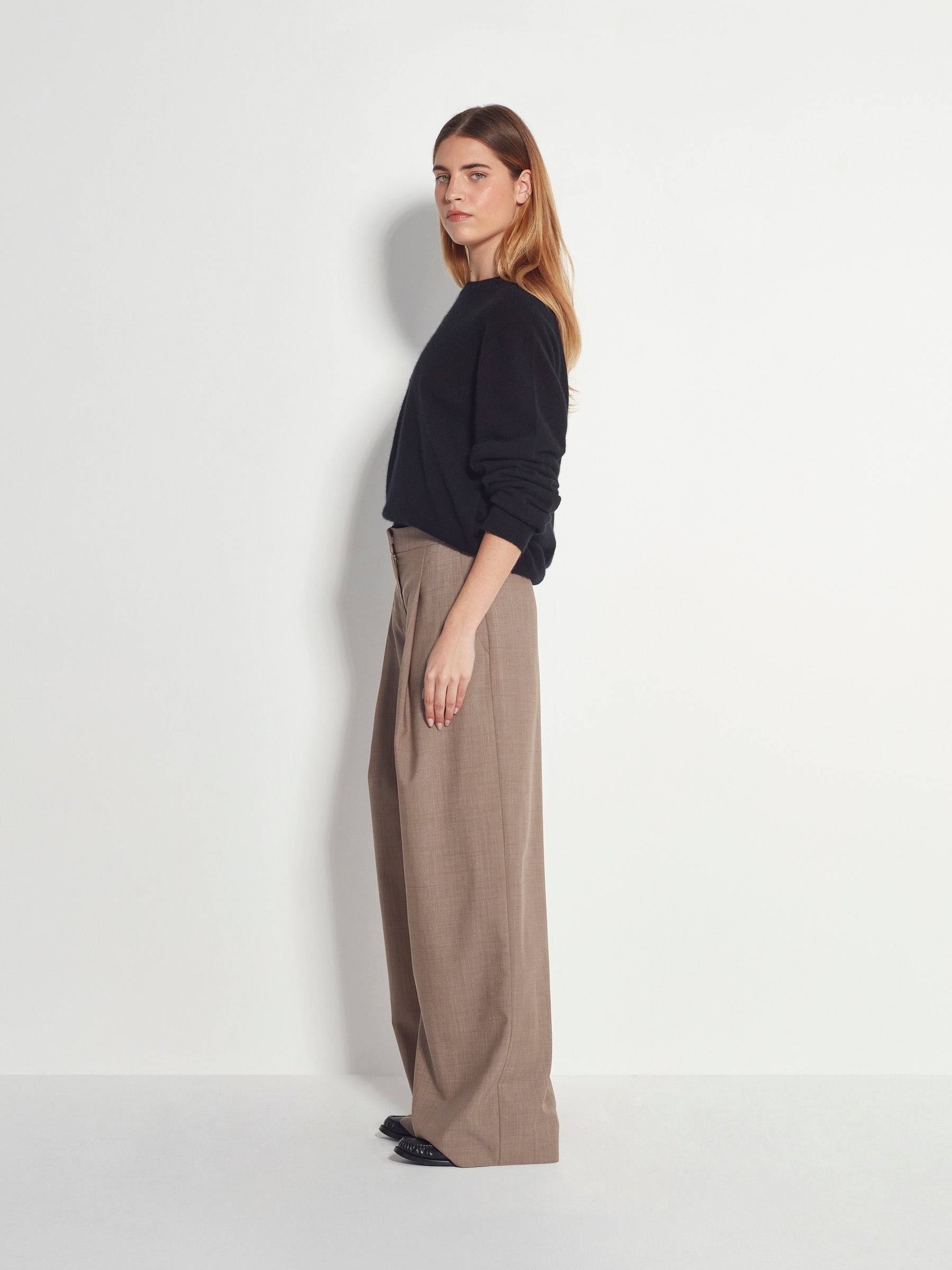 Juliette Hogan Calla Culotte Fine Wool Suiting - Salt and Pepper