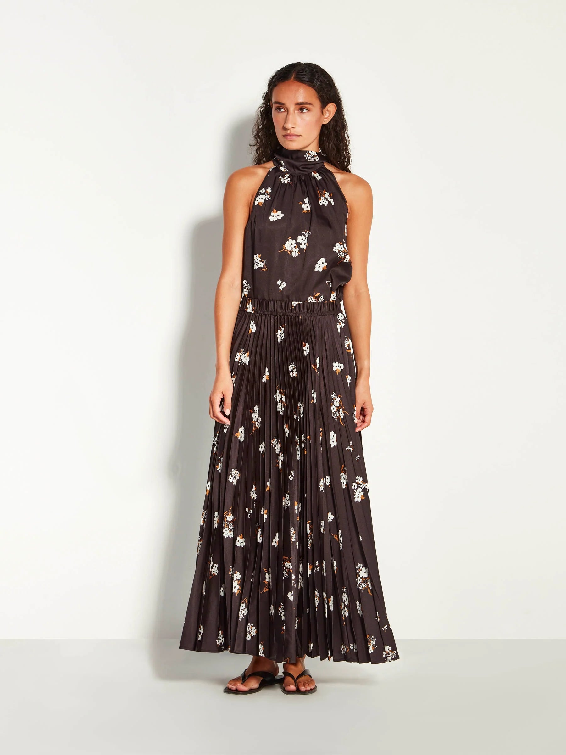 Juliette Hogan Evelyn Pleat Skirt (Moonflower Twill) Golden