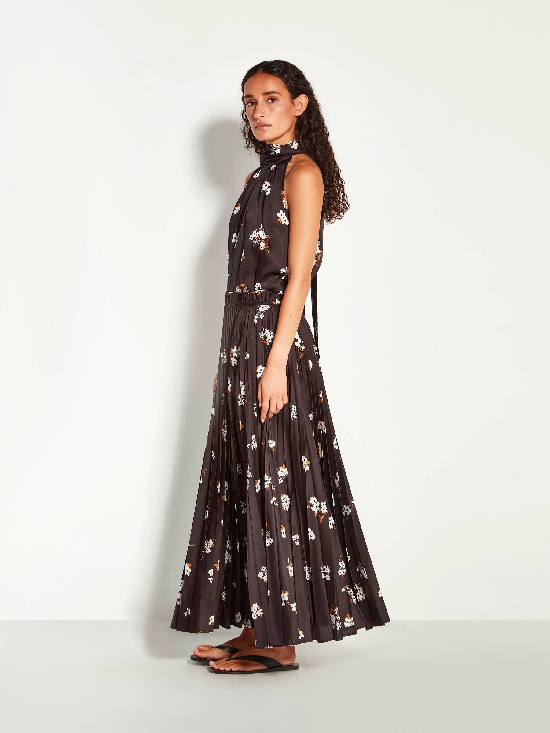 Juliette Hogan Evelyn Pleat Skirt (Moonflower Twill) Golden