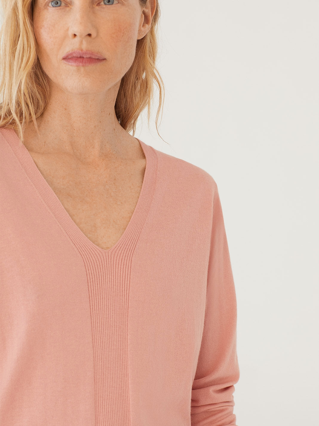 Nice Things Rib Detail Sweater - Soft Pink