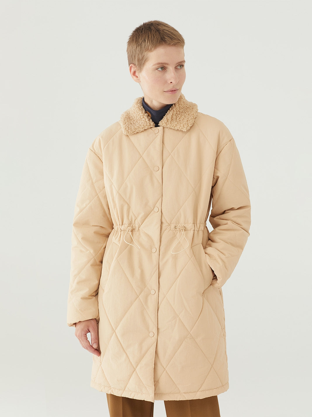 Nice Things Quilted parka - Beige