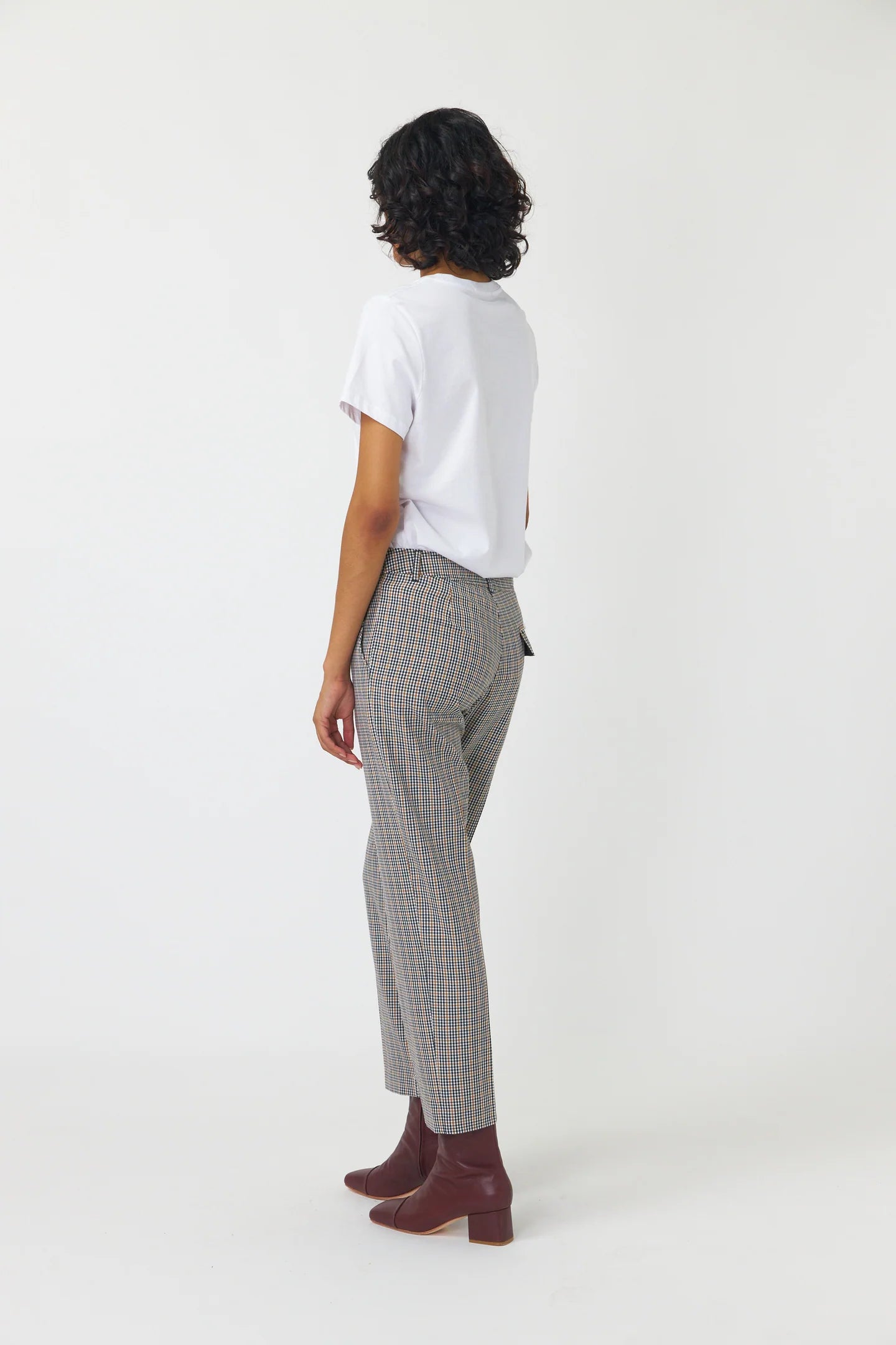 Sylvester Checked cropped trouser - Sandstone