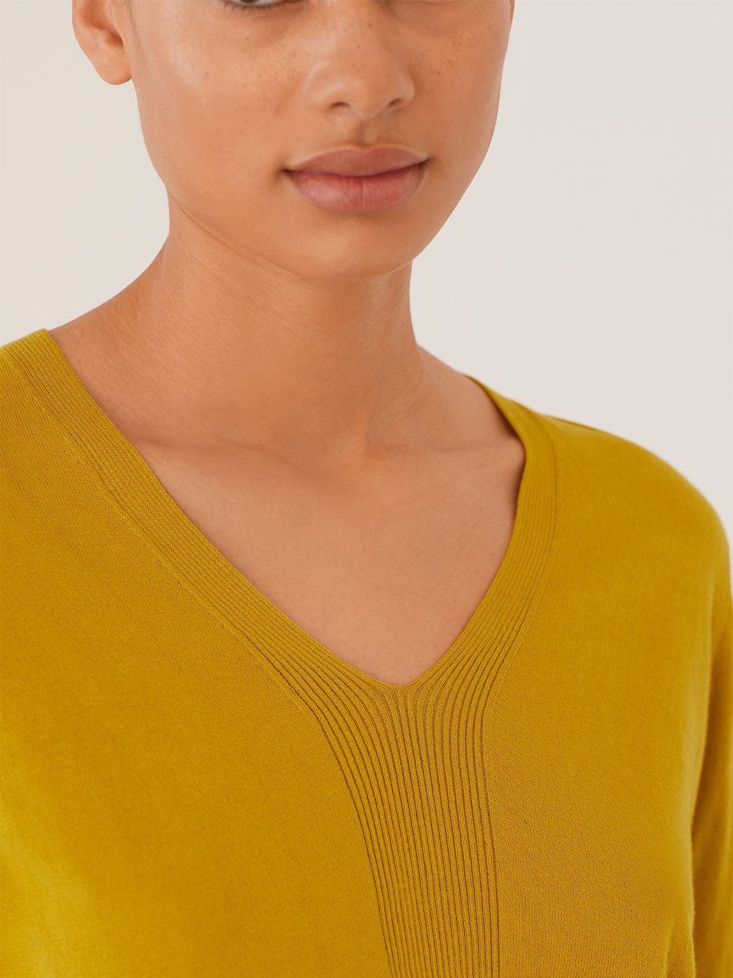 Nice Things Rib Detail Sweater - Yellow