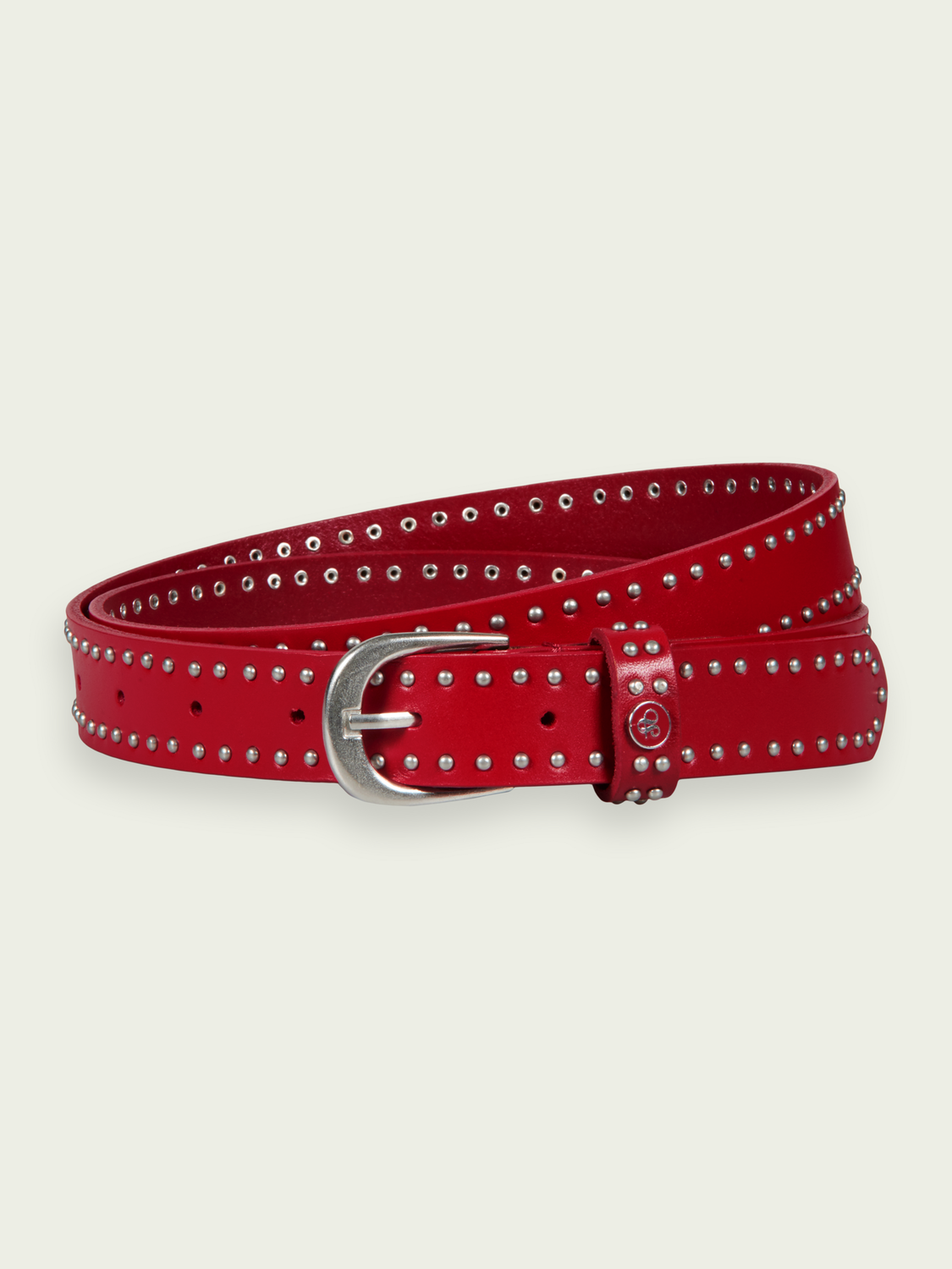 Scotch & Soda studded leather belt - Red