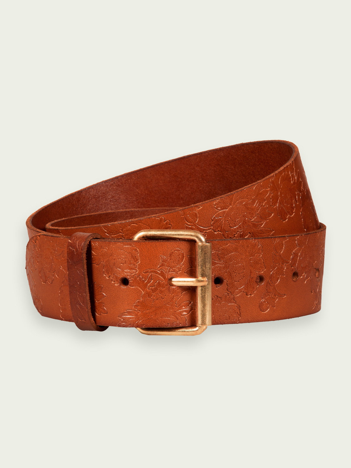 Scotch & Soda Debossed leather belt - Brown